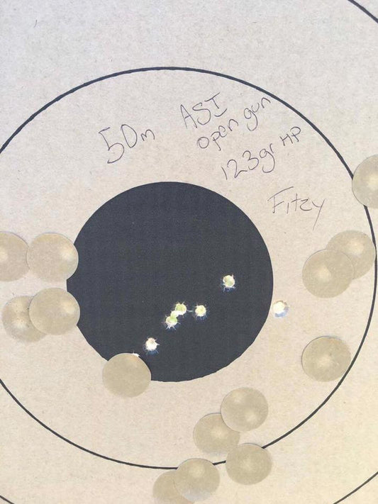 A box of newly minted Tigershark's shooting a nice group at 50M!